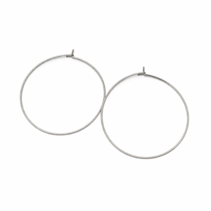 Osnova za uhan, rinka 40 mm, 316 kirurško nerjaveče jeklo, srebrne barve (1 par)