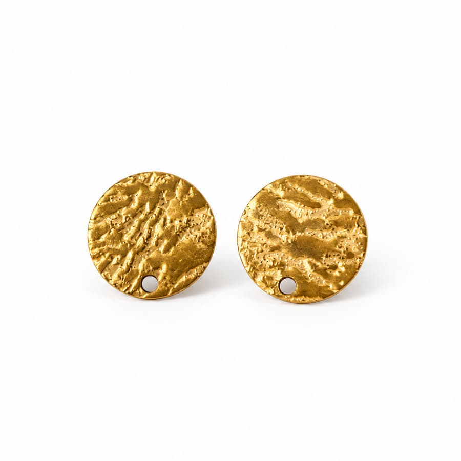 Osnova za uhan krog iz 304 nerjavečega jekla zlate barve. Premer 12 mm, debelina 1 mm, luknja 1,4 mm. 1 par za izdelavo uhanov.
