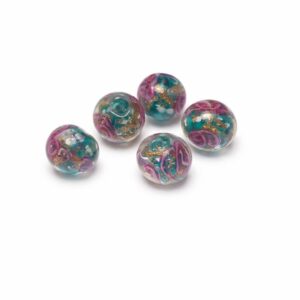 Steklena perla, pisana,  10 mm (1 kos)