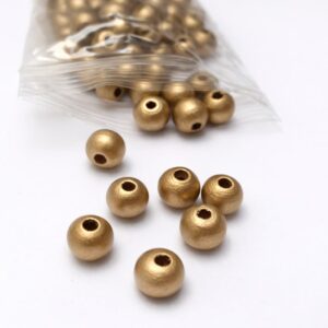 Lesene perle, zlate barve,  8 mm (10 kos)